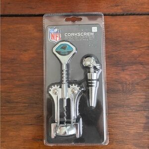 NFL Carolina Panthers Silver Corkscrew and Stopper Set